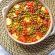 ROASTED PEAS WITH SUN DRIED TOMATOES & MOZZARELLA