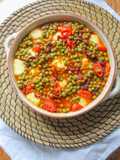 ROASTED PEAS WITH SUN DRIED TOMATOES & MOZZARELLA