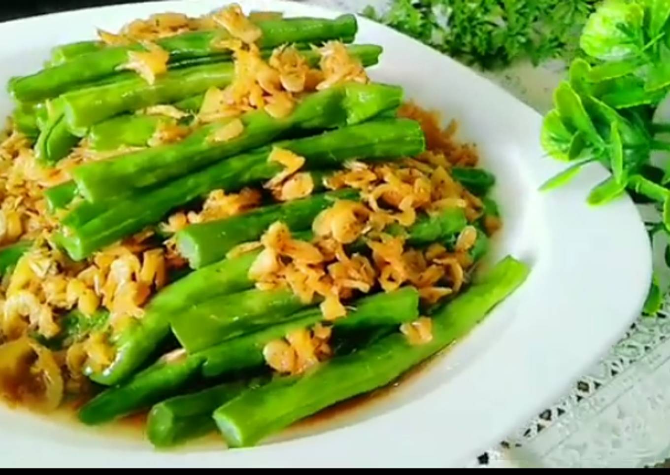 Buncis siram saus udang rebon
