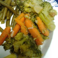 A picture of Broccoli and carrots.