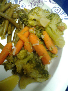 A picture of Broccoli and carrots.