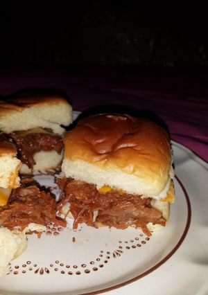 A picture of Home made pulled pork sandwiches.