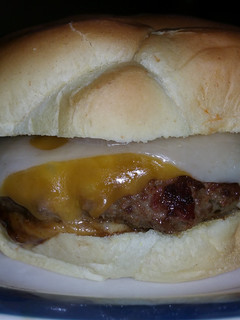 A picture of T's Bomb Cheese Burger.
