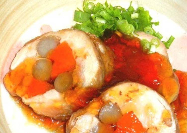 Recipe of Perfect Chicken Thigh Roll with Burdock Root and Carrots