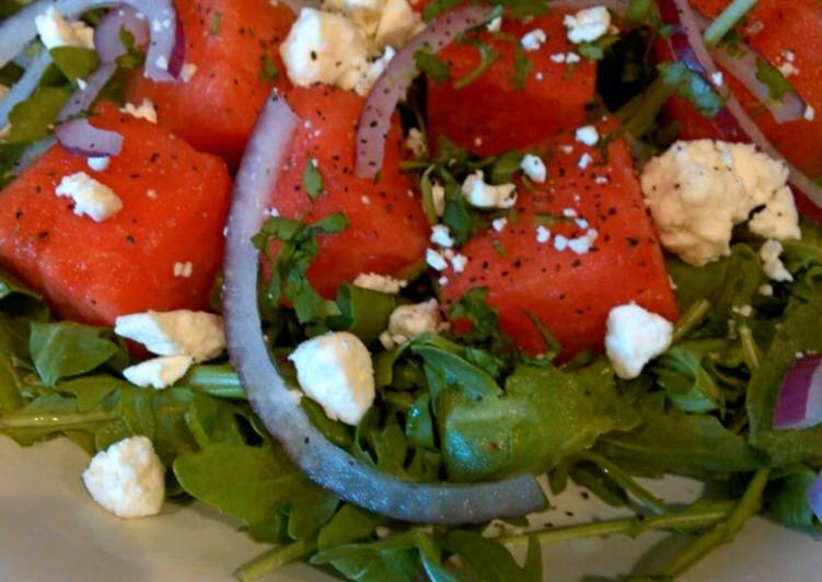 Steps to Prepare Super Quick Homemade Watermelon Salad