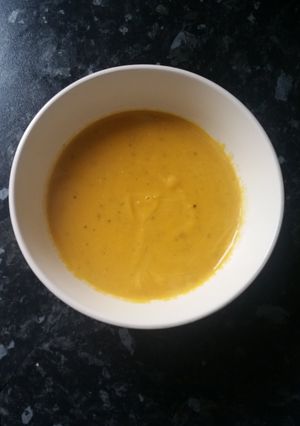 A picture of Spiced Carrot & Lentil Soup.