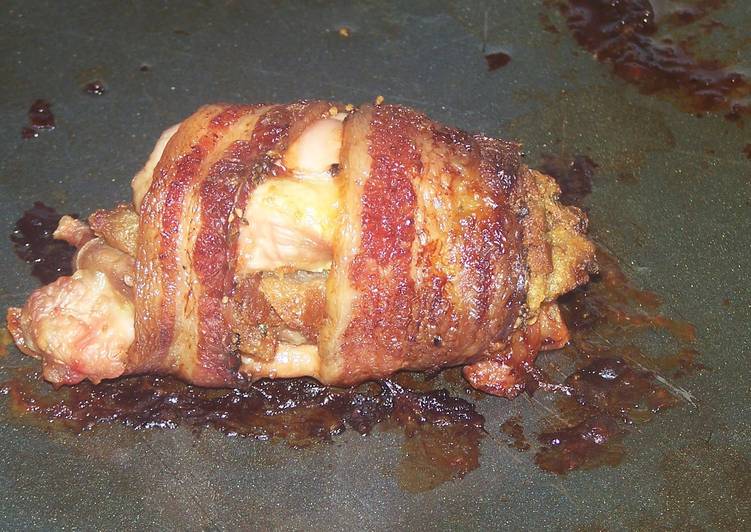 One Simple Word To Stuff Bacon Wrapped Chicken Thighs