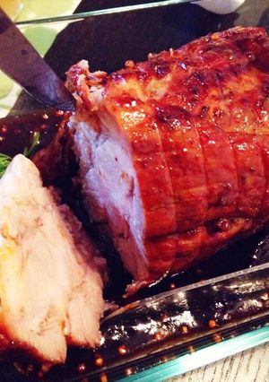 A picture of Roasted Ham with Honey Glaze.