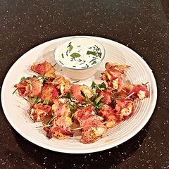 A picture of Bacon Wrapped Buffalo Cheese Stuffed Shrimp.