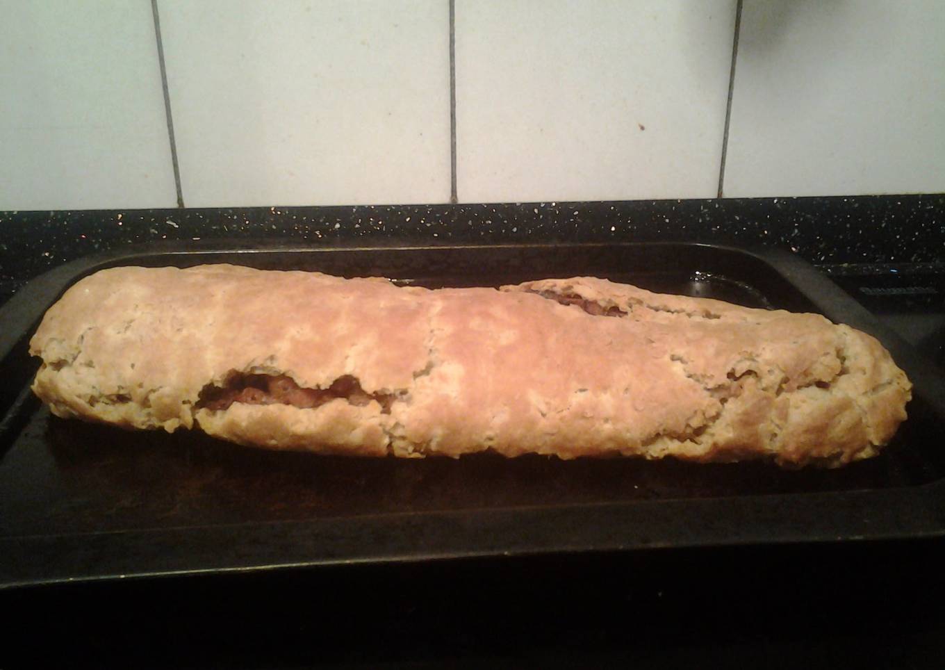 Baked bacon and onion roly poly