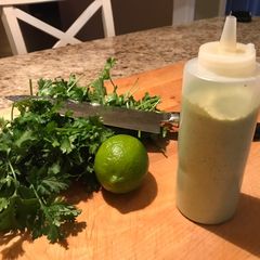 A picture of Roasted poblano, jalapeño and garlic crema.