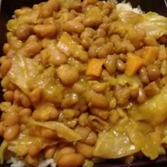 A picture of Beans with cabbage.