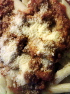 A picture of Penned Pasta with Meat Sauce.