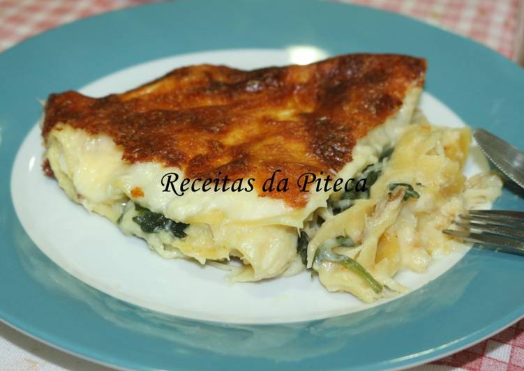 Lasanha de bacalhau com espinafres