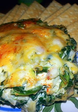 A picture of Mexican Spiced Creamy Artichoke & Spinach Dip.