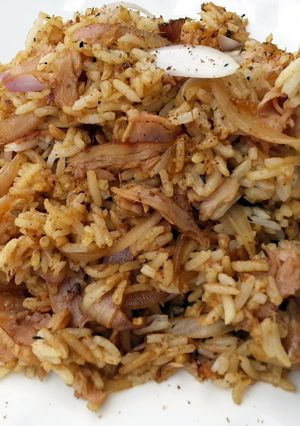 A picture of Ham And Onion Fried Rice.