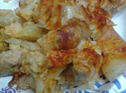 A picture of cauliflower and pork bake