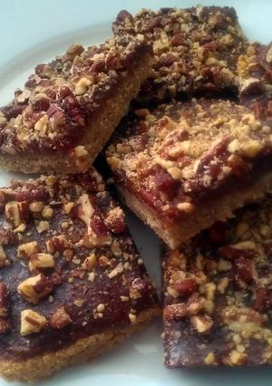 A picture of Vickys Pecan Pie Bars, GF DF EF SF.