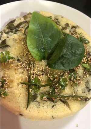 A picture of Oats semolina spinach dhokla.