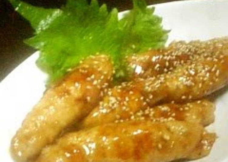 Recipe of Perfect Teriyaki Pork Green Onion and Shiso Leaf Rolls