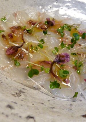 A picture of Japanese Flounder Sakura Carpaccio.