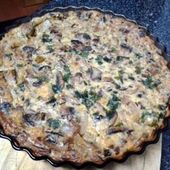 A picture of Leek and mushroom tart..