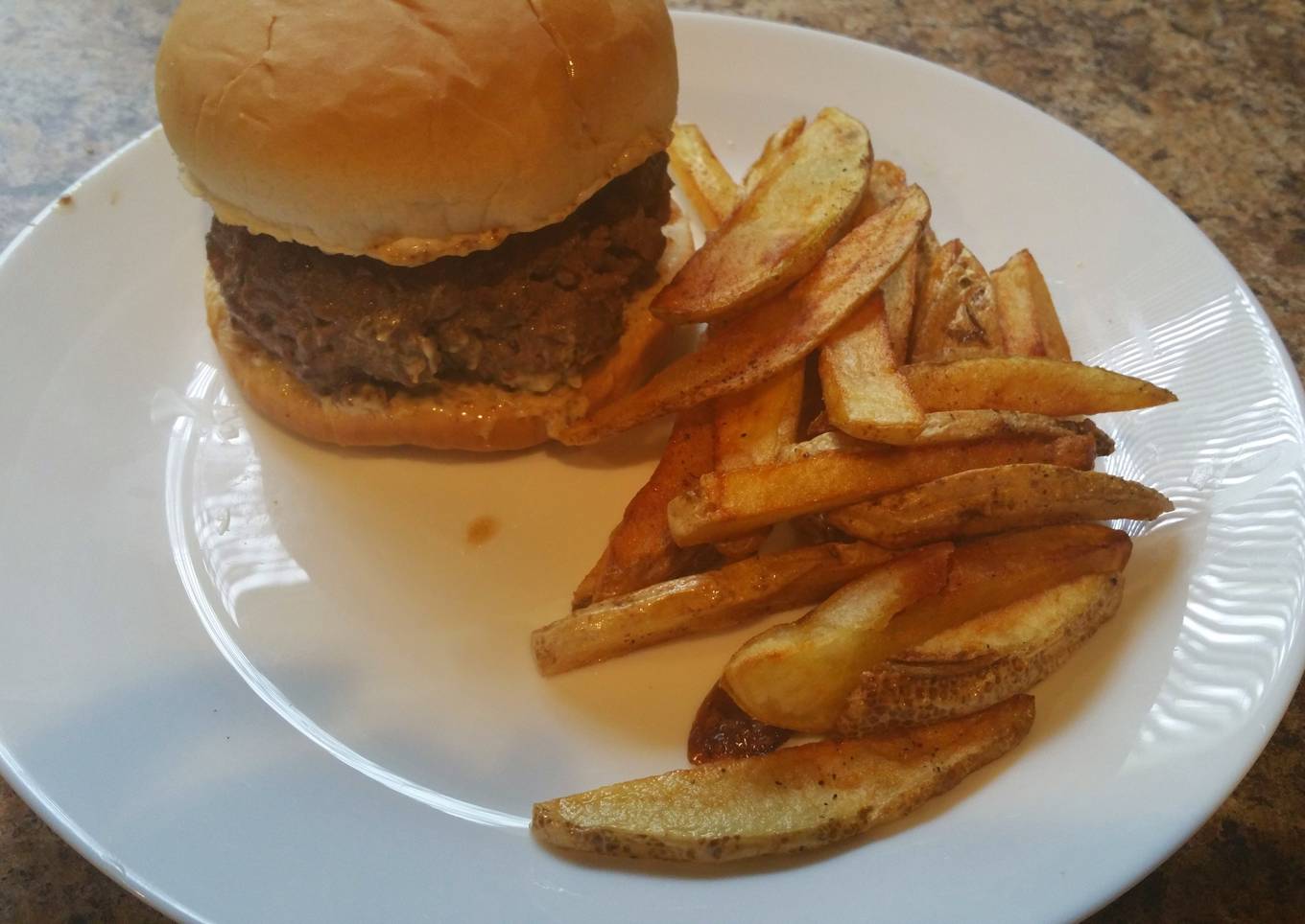 Oinion-tastic! Hamburger With Homemade Fries