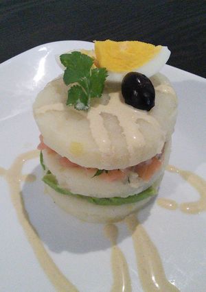 A picture of Causa Limeña (salmon).