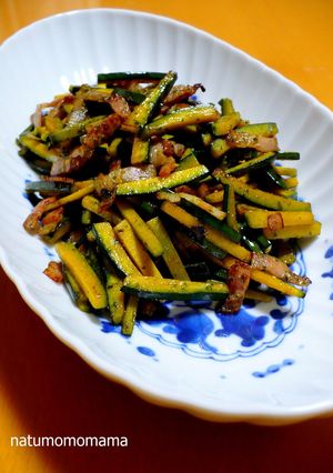 A picture of Kabocha Squash Skin and Bacon Genovese.