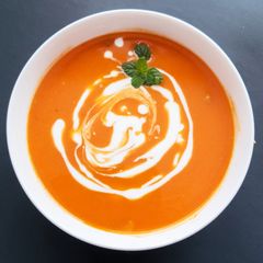 A picture of Roasted Sweet Potato, Carrot-Red Pepper Soup.