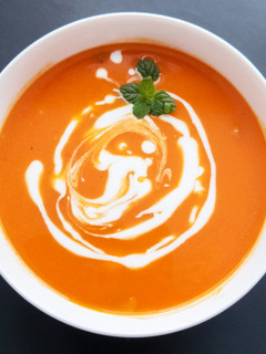 A picture of Roasted Sweet Potato, Carrot-Red Pepper Soup.