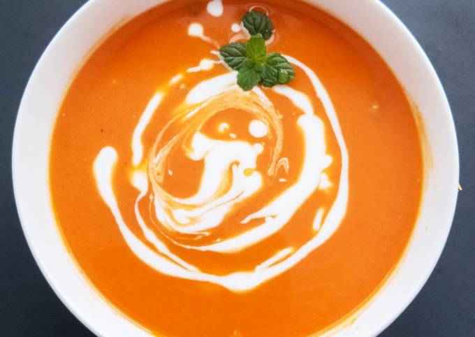 Roasted Sweet Potato, Carrot-Red Pepper Soup