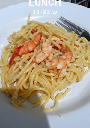 Foto resep Garlic Butter Spaghetti with Prawn