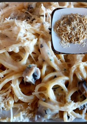 Una foto de Spaghetti con SALSA CARUSSO, vegetariana😉🤪