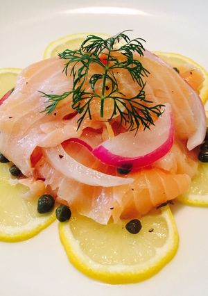 A picture of Marinated  Salmon.