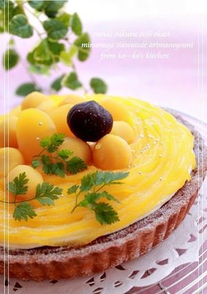 A picture of Sweet Chestnuts Mashed with Sweet Potatoes: Mont Blanc Tart.