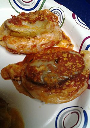 A picture of Eggplant and swiss.