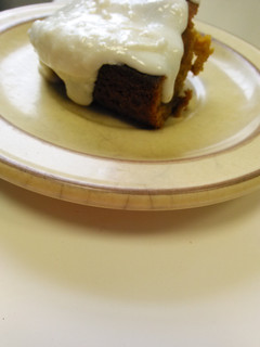 A picture of Pumpkin Brownies with Cream Cheese Frosting.