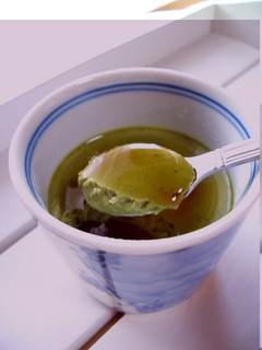 A picture of Melt-in-your-mouth Matcha Soy Pudding.