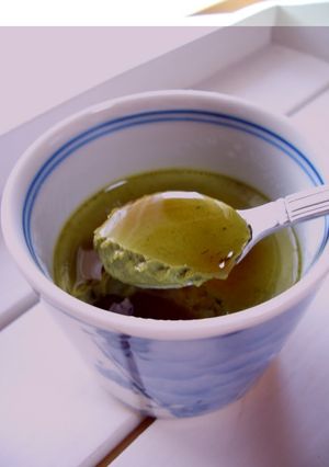 A picture of Melt-in-your-mouth Matcha Soy Pudding.