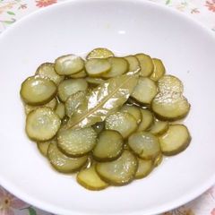 A picture of Easy Microwave-Made Cucumber Pickles.