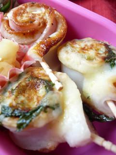 A picture of Grilled Ham and Chikuwa with Mayonnaise.