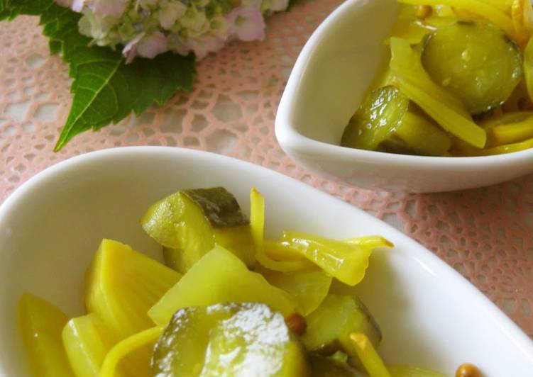 How to Prepare Any-night-of-the-week Easy and Colorful Yellow Cucumber and Onion Pickles