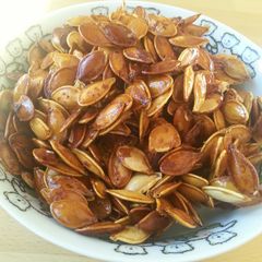 A picture of Honey roasted pumpkin seeds.