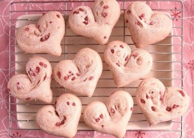 Sakura-Coloured, Heart-Shaped White Bread