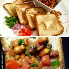 A picture of Peanut masala open top sandwich.