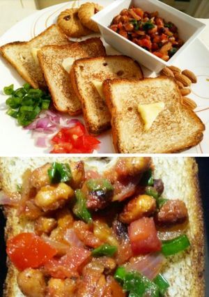 A picture of Peanut masala open top sandwich.