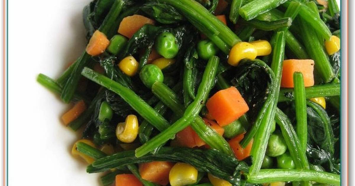 Spinach and Mixed Vegetables Stirfried in Butter Recipe by cookpad