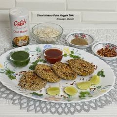 A picture of Chaat Masala Poha Veggie Tikki – Crispy, Colourful & Perfect for Breakfast.