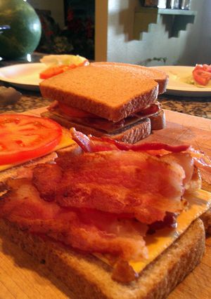 A picture of Bacon Tomato and Cheese Panini.
